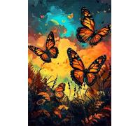 Cekog Peindre par Nombre Papillons Fleurs sauvages,Kit de Peinture par Numero pour Adultes DIY pour Débutant Seniors avec Pinceaux et Acrylique Pigmentée Décoration Cadeau 20x30cm sans Cadre