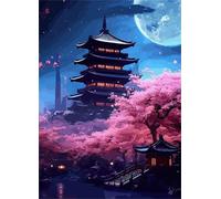 Cekog Peindre par Nombre Paysage de tour classique,Kit de Peinture par Numero pour Adultes DIY pour Débutant Seniors avec Pinceaux et Acrylique Pigmentée Décoration Cadeau 45x60cm avec cadre