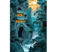 Cekog Peindre par Nombre Paysage du palais de montagne,Kit de Peinture par Numero pour Adultes DIY pour Débutant Seniors avec Pinceaux et Acrylique Pigmentée Décoration Cadeau 50x65cm sans Cadre