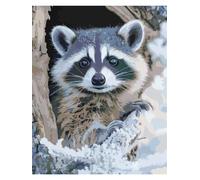 Cekog Peindre par Nombre Raton laveur dans un trou d'arbre,Kit de Peinture par Numero pour Adultes DIY pour Débutant Seniors avec Pinceaux et Acrylique Pigmentée Décoration Cadeau 45x60cm avec cadre