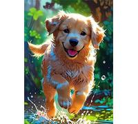 Cekog Peinture par Numéro Adulte Chien mignon,avec Pinceaux et Acrylique Bricolage Toile Peintures Kits Paint by Numbers pour Débutant Décoration Lntérieure Maison avec cadre,60x75 cm