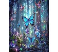 Cekog Peinture par Numéro Adulte Papillons colorés,avec Pinceaux et Acrylique Bricolage Toile Peintures Kits Paint by Numbers pour Débutant Décoration Lntérieure Maison avec cadre,50x65 cm