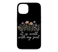 Cela va Bien avec Mon âme Christian Wildflower Faith Religious Coque pour iPhone 13