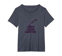 Cela Vaut Plus Que Mon Inspiration pour Le rétablissement de la dépendance T-Shirt, Femme Grandes Tailles, Bleu Chiné, 4X