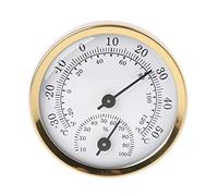 Celan Thermomètre hygromètre analogique d'intérieur - Affichage de la température de l'air - 58 mm - Doré + blanc - Plateau de table