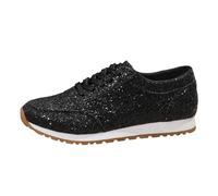 Celanisai Chaussures de course à paillettes plates pour femme - Légères et métalliques - Paillettes - Lacets - Chaussures de sport respirantes - Avec lacets - Antidérapantes