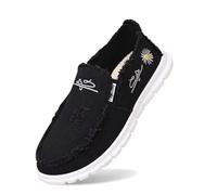 Celanisai Chaussures de voile pour femme - Espadrilles - Mocassins en toile - Chaussures de loisirs plates - Broderie lavée - Chaussures bateau antidérapantes - Résistantes à la déchirure - Sabots