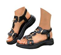 Celanisai Chaussures d'été élégantes et plates pour femme - Sandales romaines confortables avec bande élastique - Sandales de plage à plateforme - Pour loisirs, plage, fêtes, vacances à la plage, O