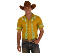 Celanisai Chemise western pour homme - Manches courtes - Chemise de cowboy - Impression 3D - Chemise western - Chemise hippie sauvage pour homme - Style urbain rockabilly - Chemise d'été à manches