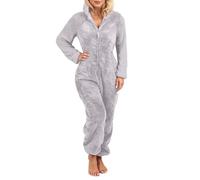 Celanisai Combinaison d'hiver douillette pour femme - Avec oreilles d'ours - Grande taille - Longue - Pyjama moelleux - En polaire - Chaud - Peluche douce - Fermeture éclair - Combinaison intégrale, O
