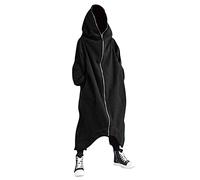 Celanisai Combinaison pour homme - Costume d'Halloween Nazgul - Manteau long avec capuche - Style foncé, O Noir., XXXL