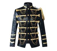 Celanisai Costume de carnaval pour homme - Vêtement médiéval à paillettes - Blazer Napoléon gothique - Veste à paillettes - Style européen - Veste militaire pour homme - Veste de smoking - Fête sur