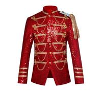 Celanisai Costume de carnaval pour homme - Vêtement médiéval à paillettes - Blazer Napoléon gothique - Veste à paillettes - Style européen - Veste militaire pour homme - Veste de smoking - Fête sur