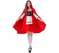 Celanisai Costume de petit chaperon rouge pour femme - Robe et cape avec capuche - Uniforme de princesse - Petit rouge - Tenue adulte - Pour carnaval, cosplay, Halloween