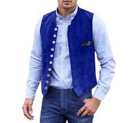 Celanisai Gilet traditionnel pour homme - Costume de cowboy sans manches - Gilet en cuir - Gilet de costume pour la fête de la bière - Gilet traditionnel vintage classique - Mode western, O bleu., XXL