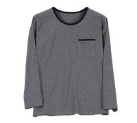 Celanisai Haut de pyjama pour homme - Fin et respirant - Avec poche poitrine - Doux et confortable - Grandes tailles - T-shirt à manches longues, O gris foncé, 4XL