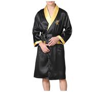 Celanisai Peignoir en satin pour homme - Peignoir de bain de luxe léger - Couleur unie - Kimono ample - Confortable et doux - Vêtement de nuit en soie, O Noir., M