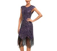 Celanisai Robe de bal Charleston années 20 pour femme - Robe à paillettes et franges - Robe de soirée Flapper Gatsby années 20 - Robe à franges à paillettes - Robe de cocktail de bal de fin d'études à