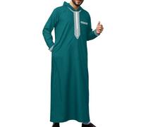 Celanisai Robe de chambre arabe pour hommes caftan vêtements de prière pour hommes robe à manches longues Ramadan Jalabiya Vêtements musulmans Chemise de nuit musulmane Robe indienne, P vert., XL