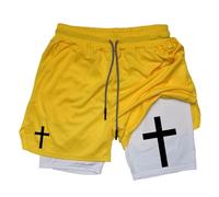 Celanisai Short d'été 2 en 1 pour homme avec cordon de serrage, respirant, séchage rapide, extensible, confortable, pantalon de sport, fitness, entraînement, short de plage, pantalon d'été décontracté