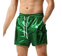 Celanisai Short métallique à paillettes pour homme - Short de sport brillant - Pour fête, doré et argenté, un côté, le bar, le club, les paillets, les boxers, les shorts de plage, O Vert., L