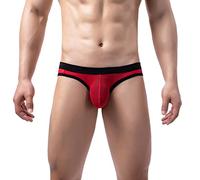 Celanisai String pour homme Jockstrap Respirant Sous-vêtements de sport 3D Bulge Pouch Athlétique Sous-vêtements Thong Serré Respirant Confortable Stretch Sous-vêtements Sexy Ride Up, O rouge., L