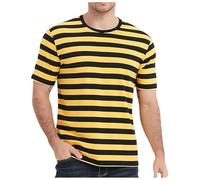 Celanisai T-shirt rayé jaune et noir pour homme - Rayures d'abeille - Jaune - T-shirt de loisirs - Coupe droite - T-shirt d'été à manches courtes - Col rond - Décontracté - Costume de marin - T-shirt