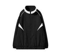 Celanisai Veste de baseball pour homme, bloc de couleur, surdimensionnée, décontractée, veste d'été à manches longues, col montant, veste softshell légère et respirante, veste de mi-saison, veste de