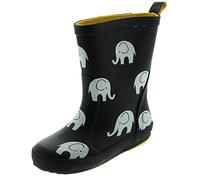 Celavi 1371 Bottes en caoutchouc unisexe imperméable avec motif éléphant Bottes de pluie 100% caoutchouc naturel Taille 25 Noir