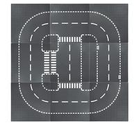 Celawork Lot de 9 plaques de Construction pour Routes, Villes, plaques de Route, compatibles avec Toutes Les Marques courantes, 25,5 x 25,5 cm, pour Jeu créatif, Jouets éducatifs (4 Courbes, 4