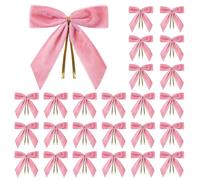 Celblisora Lot de 24 petits nœuds de Noël en velours rose pour sapin de Noël, couronne, emballage cadeau, artisanat, mariage, fête, nœuds torsadés pour sac à friandises, boulangerie, sacs de bonbons