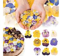 Celblisora Lot de 50 fleurs comestibles pressées naturelles séchées pour décoration de gâteaux, mélange d'alto tricolore pour décorations de cupcakes, cocktails, fabrication de bijoux en résine