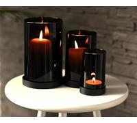 CeleBig® Lot de 1 photophore (3 verres) avec effet de lumière de mer | Mer lumineuse | Bougeoir | Cylindre en verre | Bougeoir noir | Article cadeau