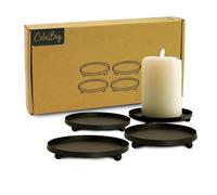 CeleBig Lot de 4 dessous de verre - Diamètre : 12 cm et 2 cm de haut - Dessous de verre élégant avec 3 pieds antidérapants - Idéal pour les bougies piliers et les bougies chauffe-plat - Protection des