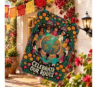 Celebrate Our Roots Cultural Unity Drapeau de maison 71,1 x 101,6 cm | Diversité culturelle, drapeau de pelouse, unité mondiale, motifs floraux vibrants, décoration de jardin extérieur