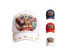 Celebrating America 250 Years Anniversary Cap, 1776-2026 Eagle Liberty Cross brodé, casquette de baseball patriotique réglable avec détails étoile pour homme et femme, blanc, Taille unique