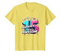 Célébration de Cadeau d'anniversaire 15 Ans et déjà génial T-Shirt, Enfant, Citron, 4 Ans