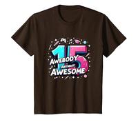 Célébration de Cadeau d'anniversaire 15 Ans et déjà génial T-Shirt, Enfant, Marron, 4 Ans