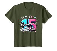 Célébration de Cadeau d'anniversaire 15 Ans et déjà génial T-Shirt, Enfant, Olive, 6 Ans
