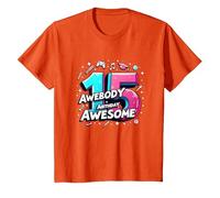 Célébration de Cadeau d'anniversaire 15 Ans et déjà génial T-Shirt, Enfant, Orange, 4 Ans