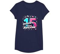 Célébration de Cadeau d'anniversaire 15 Ans et déjà génial T-Shirt, Fille, Bleu Marine, L