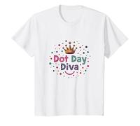 Célébration de la Couronne Dot Day Diva Kids Girls T-Shirt, Enfant, Blanc, 2 Ans