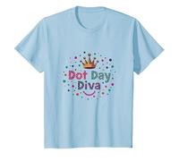 Célébration de la Couronne Dot Day Diva Kids Girls T-Shirt, Enfant, Bleu Céleste, 2 Ans