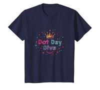 Célébration de la Couronne Dot Day Diva Kids Girls T-Shirt, Enfant, Bleu Marine, 3 Ans