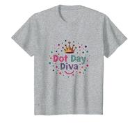 Célébration de la Couronne Dot Day Diva Kids Girls T-Shirt, Enfant, Gris Chiné, 2 Ans