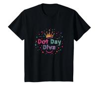 Célébration de la Couronne Dot Day Diva Kids Girls T-Shirt, Enfant, Noir, 2 Ans