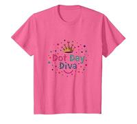 Célébration de la Couronne Dot Day Diva Kids Girls T-Shirt, Enfant, Rose chiné, 2 Ans