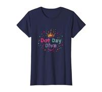 Célébration de la Couronne Dot Day Diva Kids Girls T-Shirt, Femme, Bleu Marine, XS
