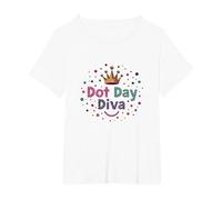 Célébration de la Couronne Dot Day Diva Kids Girls T-Shirt, Femme Grandes Tailles, Blanc, 2X