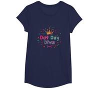 Célébration de la Couronne Dot Day Diva Kids Girls T-Shirt, Fille, Bleu Marine, XS
